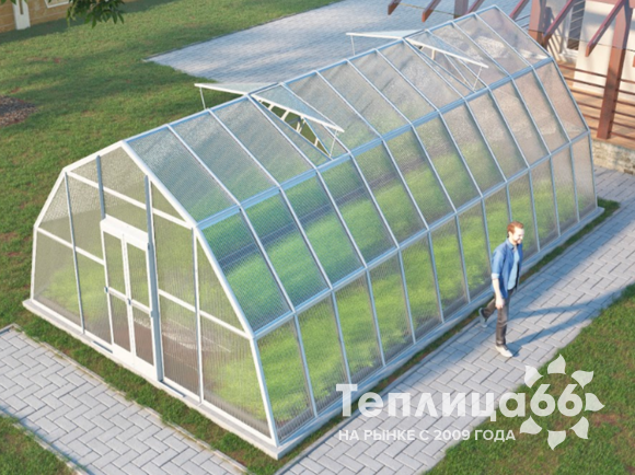 Теплица Рада Иткуль из поликарбоната, 4,5х8 метров, белая